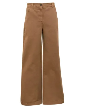 Drill Old Dyed Cotton Wide Trousers in Cookies