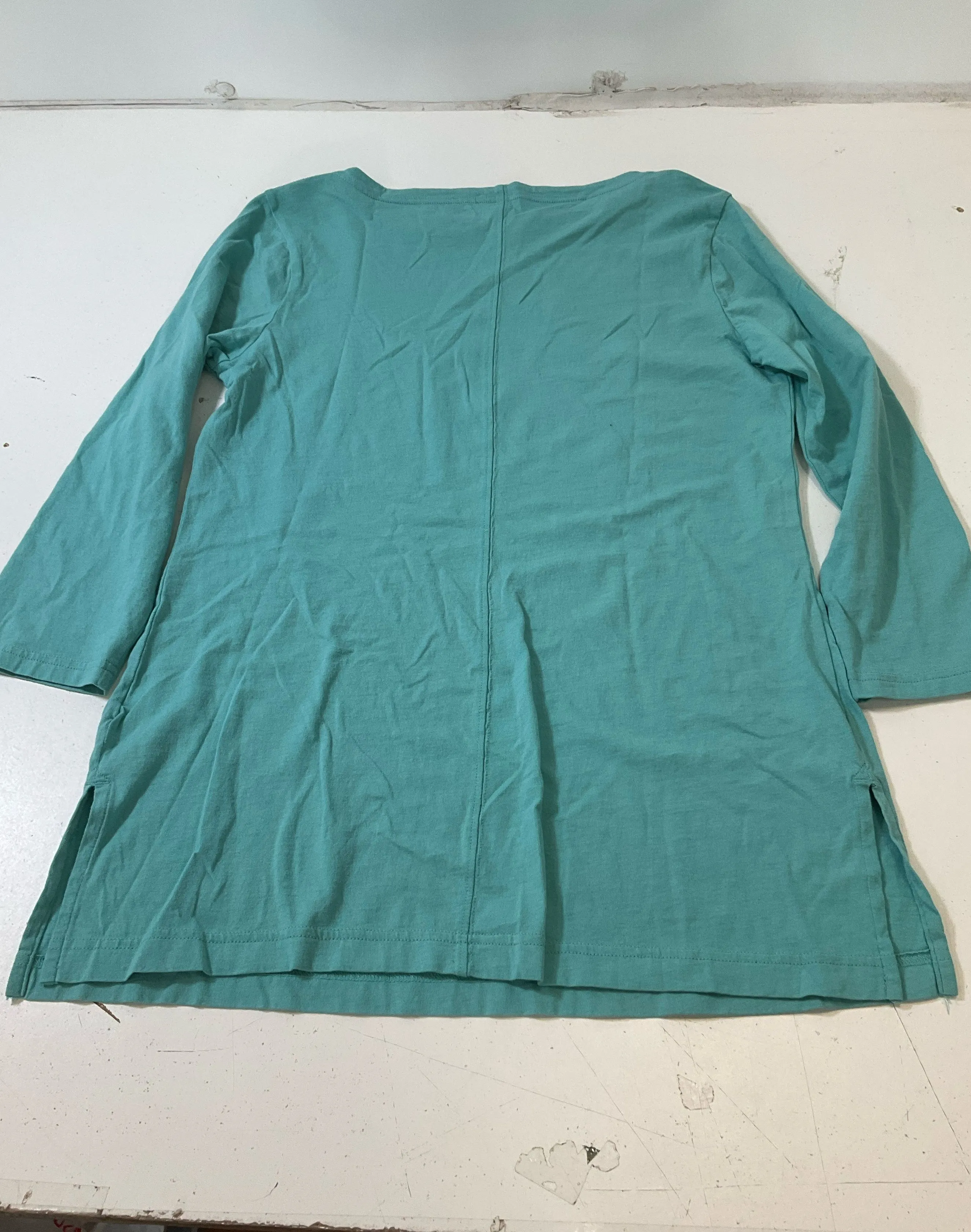 Duluth Trading Co Women's Seafoam Green Top Shirt 3/4 Sleeve Size Small