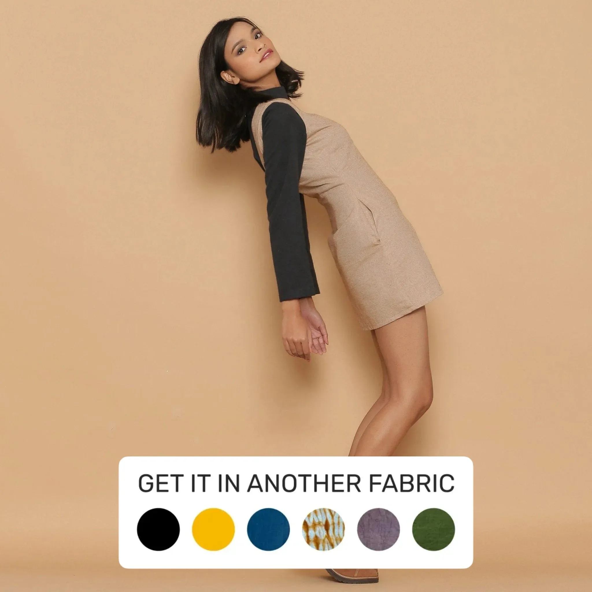 Dusk Brown Cotton Deep Neck Mini Sheath Dress