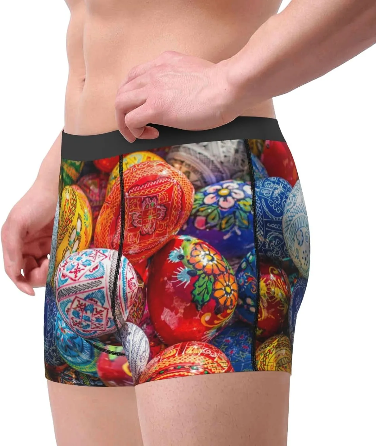Easter Eggs Print Boxer Briefs For Men Breathable Underwear-