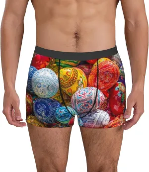 Easter Eggs Print Boxer Briefs For Men Breathable Underwear-