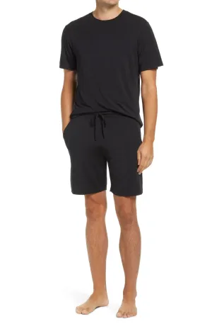Eberjey Mens Regular fit Short Sleeve T Shirt Shorts Pajama Set Small Black