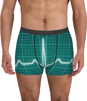 Ecg Wave Print Boxer Briefs For Men Breathable Underwear-