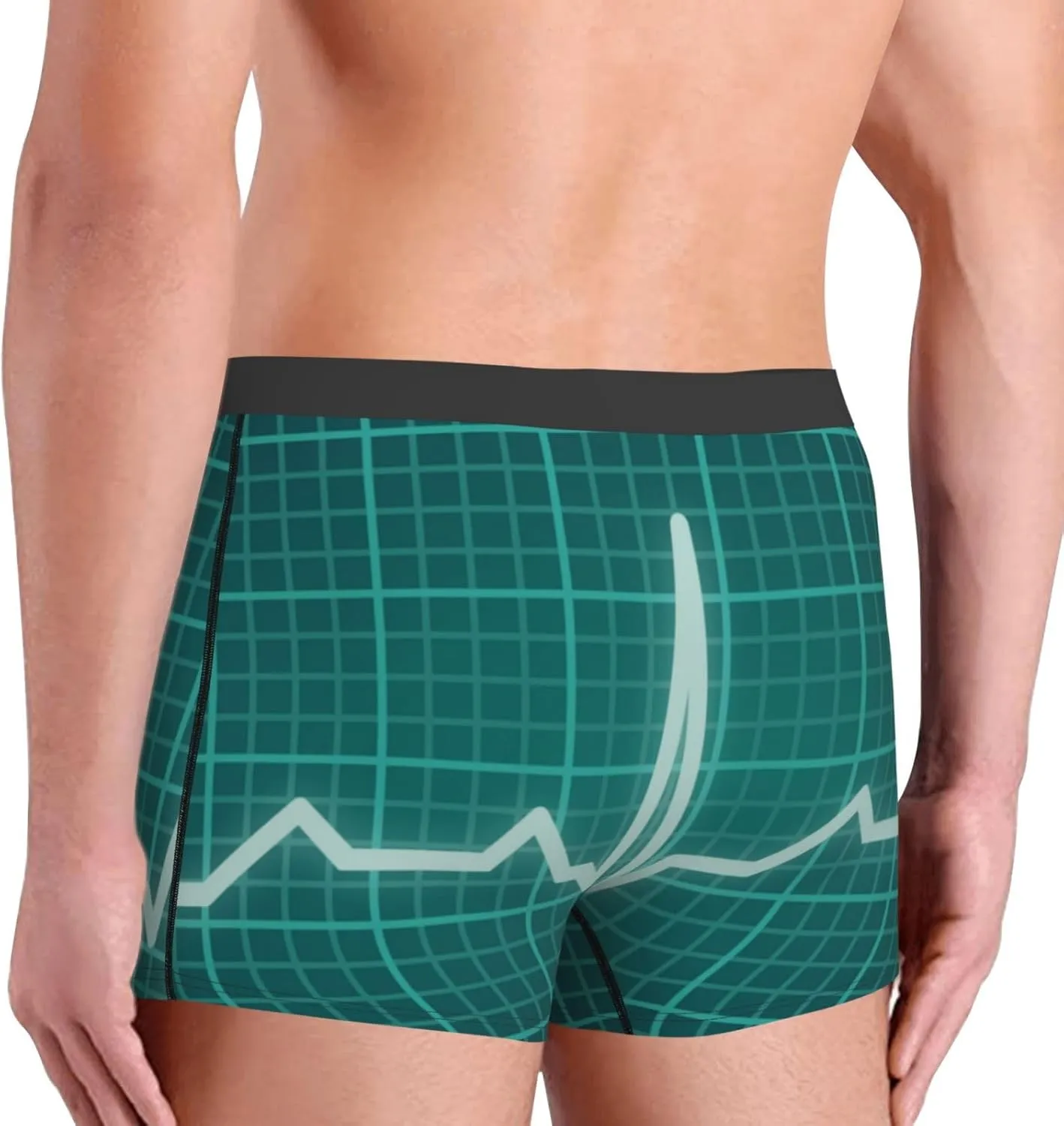 Ecg Wave Print Boxer Briefs For Men Breathable Underwear-