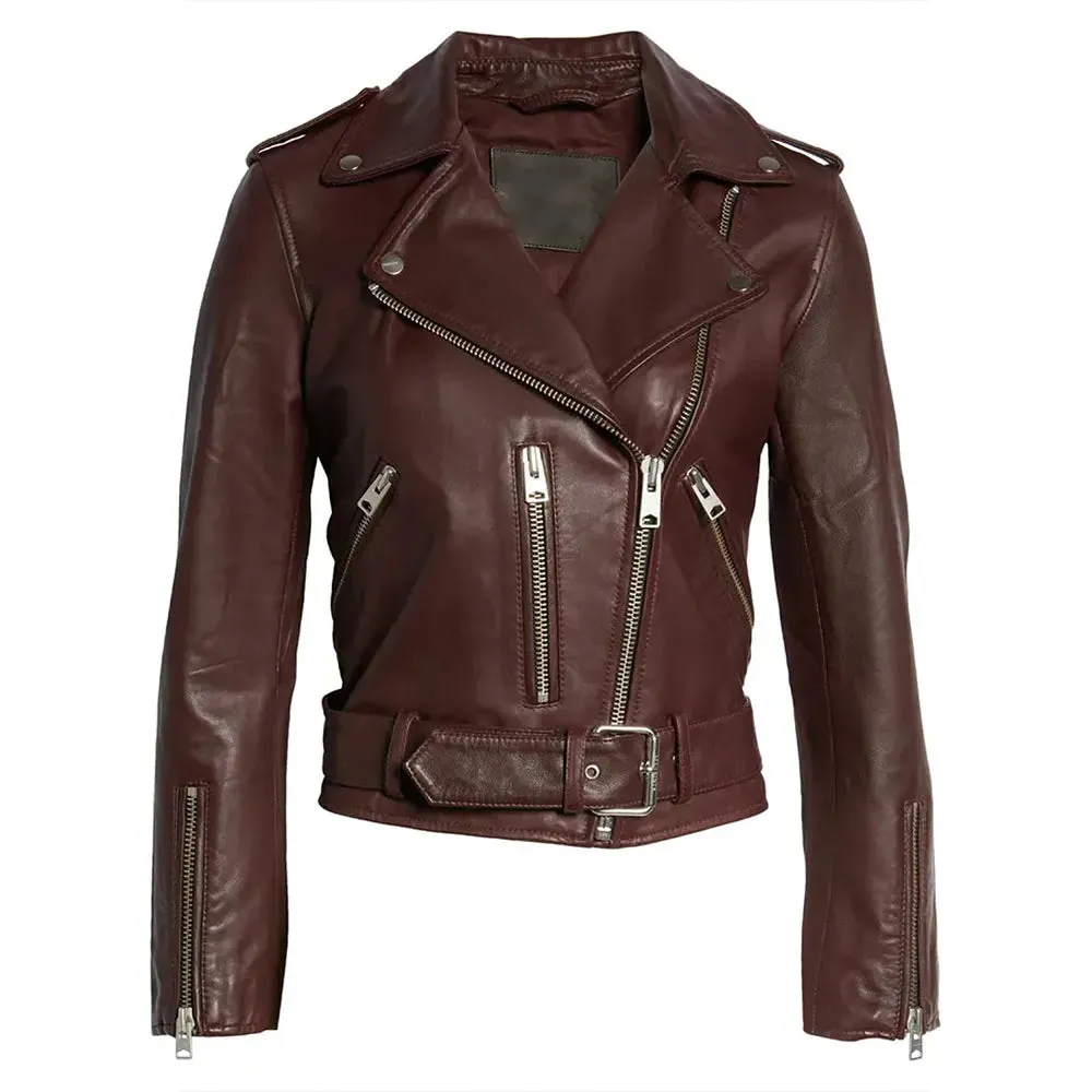 Echoes Michelle Monaghan Maroon Leather Jacket