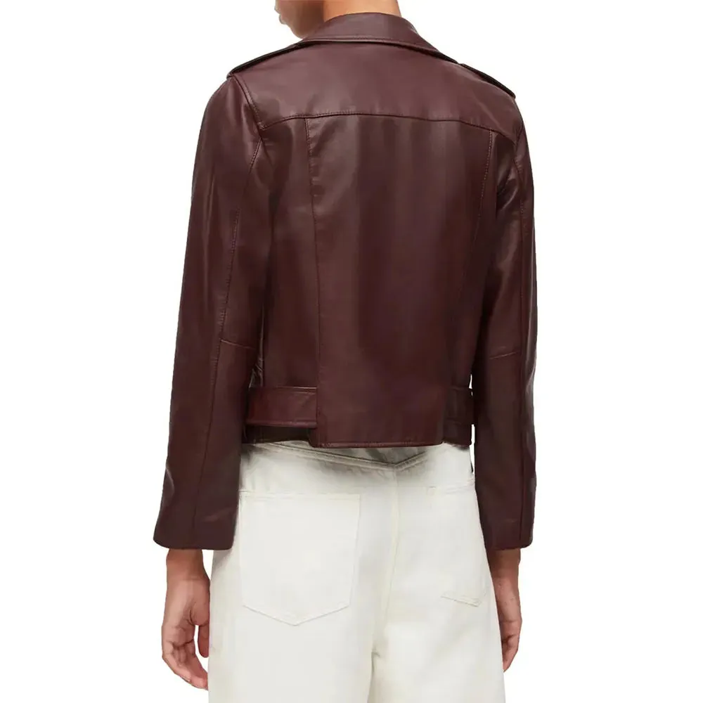 Echoes Michelle Monaghan Maroon Leather Jacket