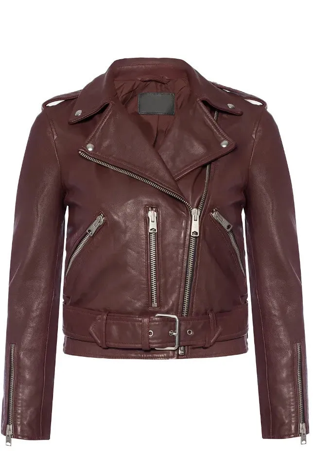Echoes Michelle Monaghan Maroon Leather Jacket