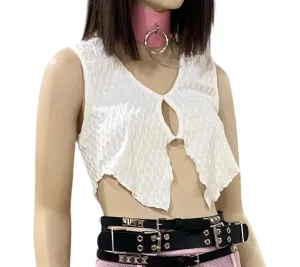 Edgy Asymmetric Sleeveless Crop Top