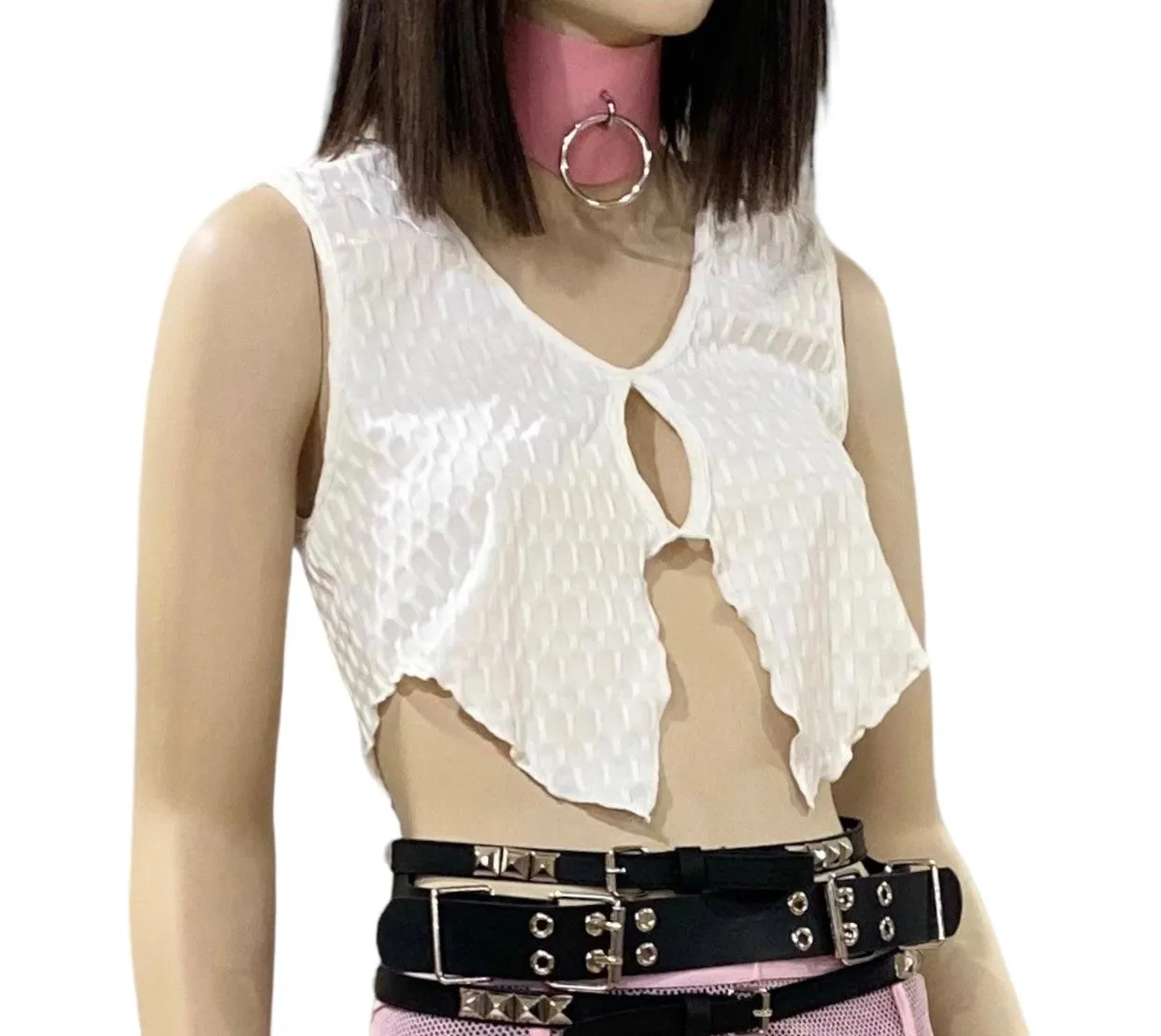 Edgy Asymmetric Sleeveless Crop Top