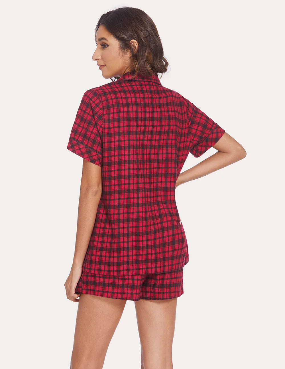 Ekouaer Soft Cotton Plaid Pajamas Set (US Only)