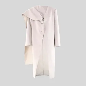 Elegant  Scarf Collar Loose Overcoat - Beige
