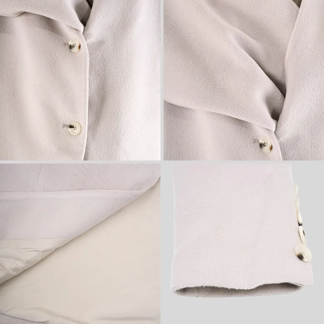 Elegant  Scarf Collar Loose Overcoat - Beige