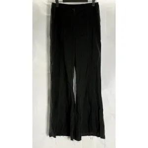 ELYWOOD Women's Black Solid Linen-Blend Wide-Leg Pants SZ S