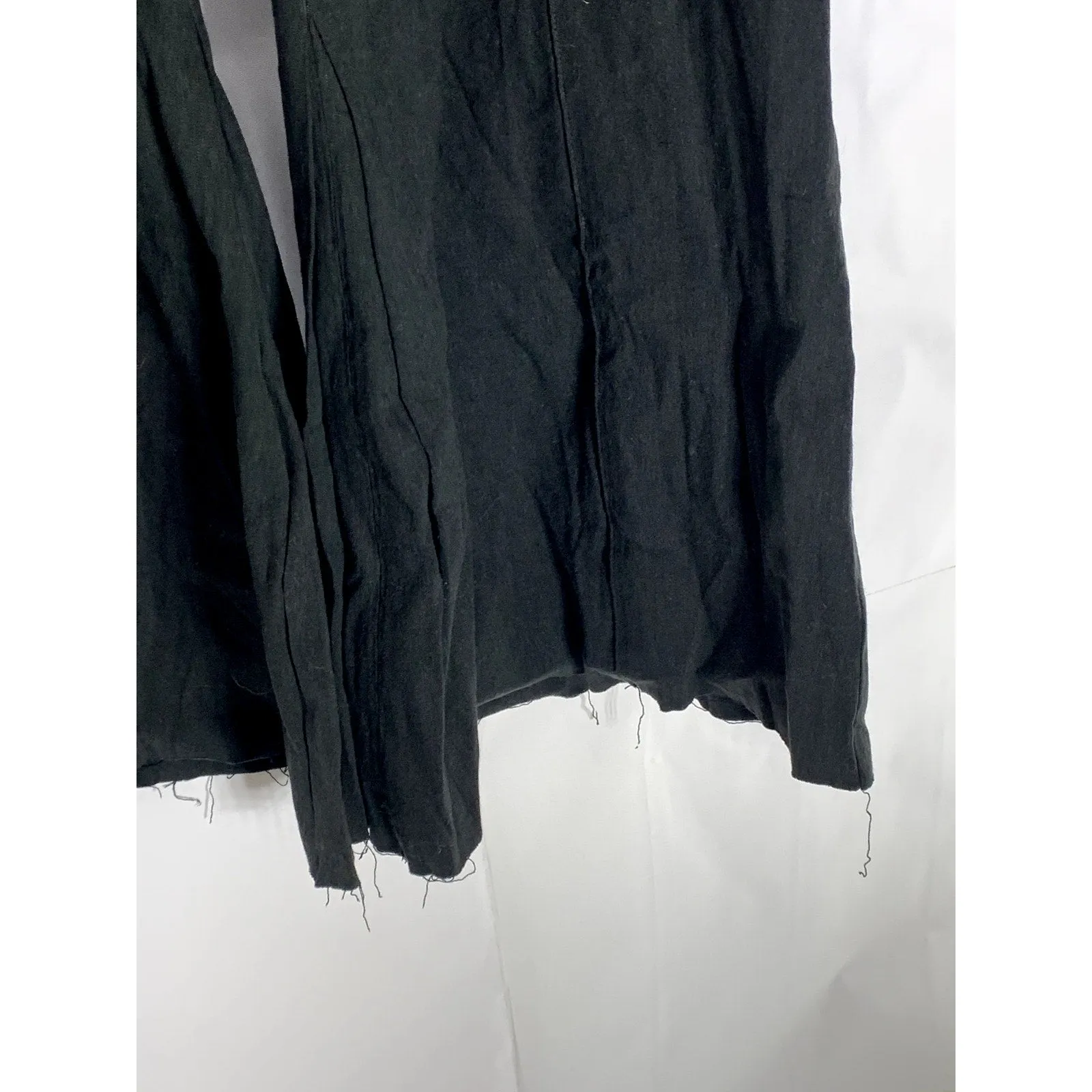 ELYWOOD Women's Black Solid Linen-Blend Wide-Leg Pants SZ S
