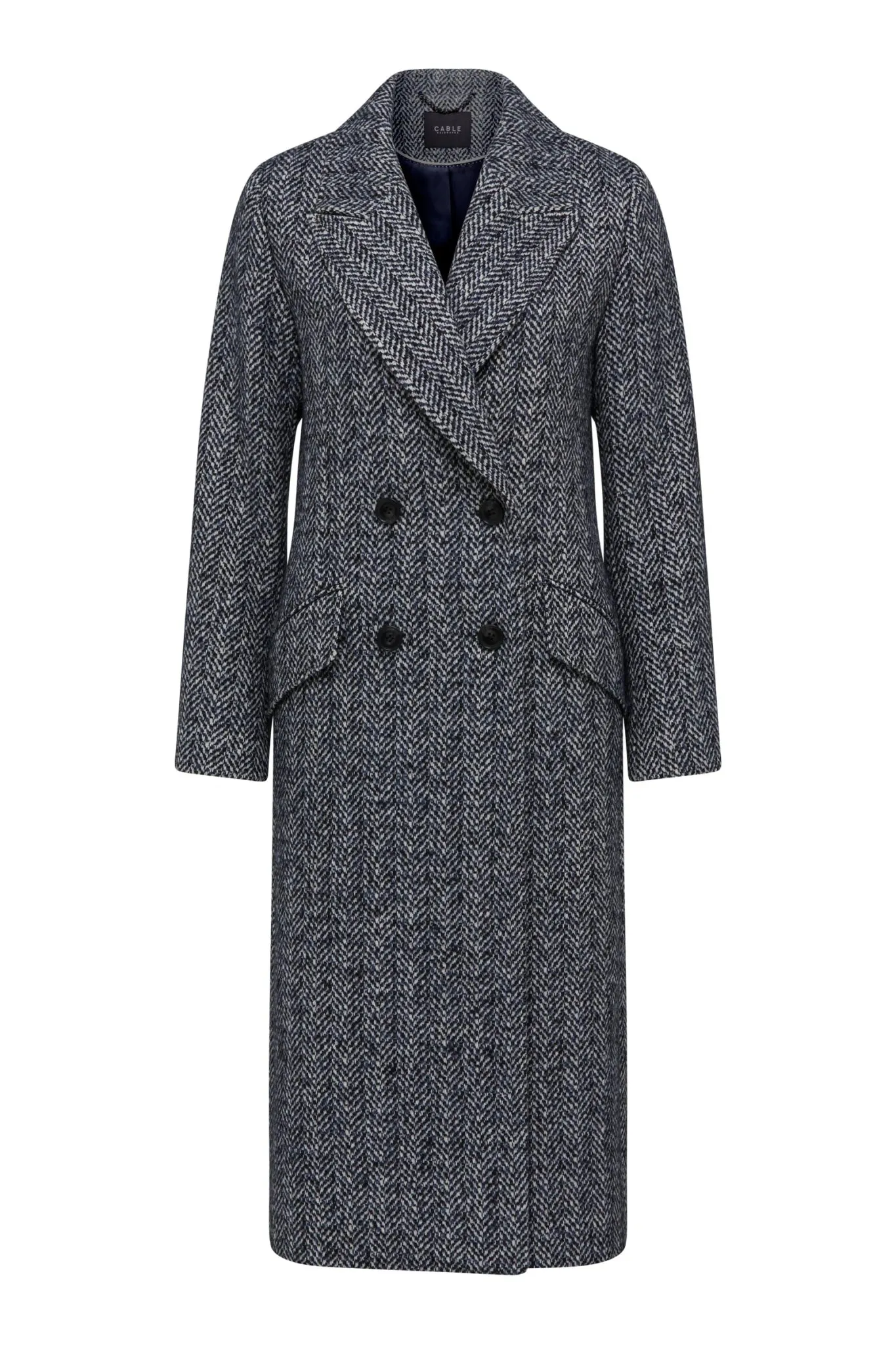 Emma Herringbone Coat | Blue Herringbone