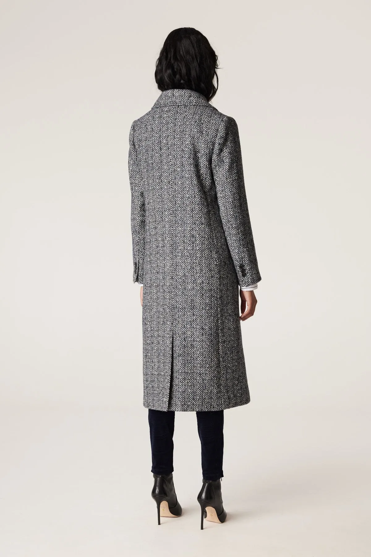 Emma Herringbone Coat | Blue Herringbone