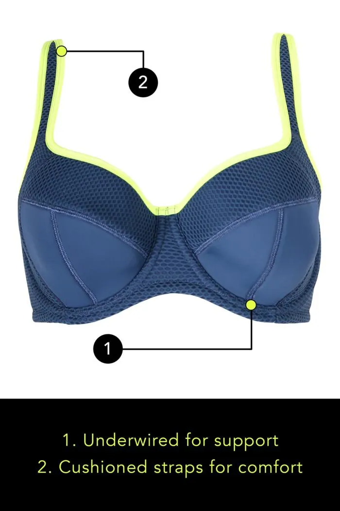 Energy Reach Underwired Lightly Padded Sports Bra Pewter/Neon Yellow- 97002