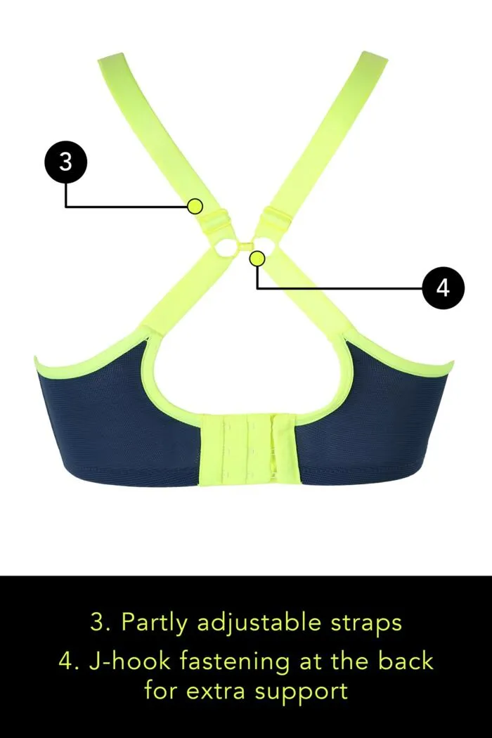 Energy Reach Underwired Lightly Padded Sports Bra Pewter/Neon Yellow- 97002