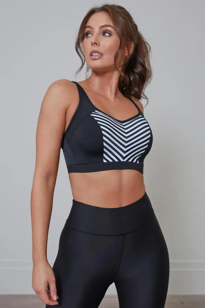 Energy Rush Lightly Padded Underwired Sports Bra Black/White - 97007