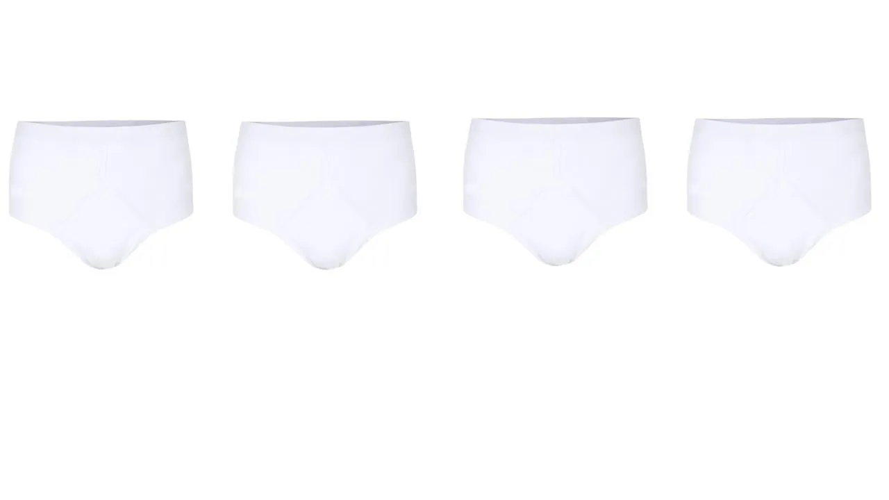 Espionage Big Size 4 Pairs Pack Y-Front Briefs for Men's (U003) in White, 2XL to 8XL