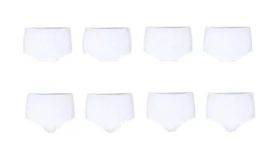 Espionage Big Size 8 Pairs Pack Y-Front Briefs for Men's (U003) in White, 2XL to 8XL
