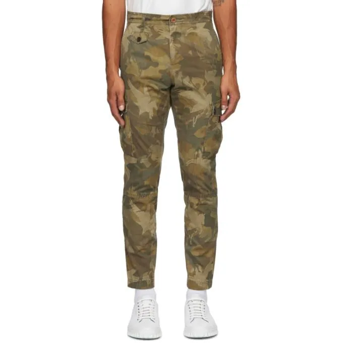 Etro Khaki Camo Logo Cargo Pants