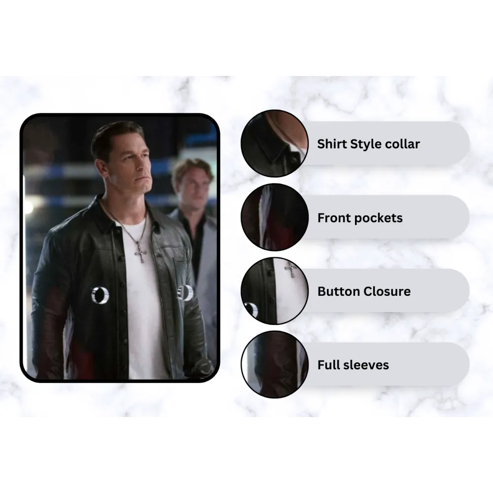 F9 THE FAST SAGA JAKOB TORETTO (JOHN CENA) BLACK LEATHER JACKET