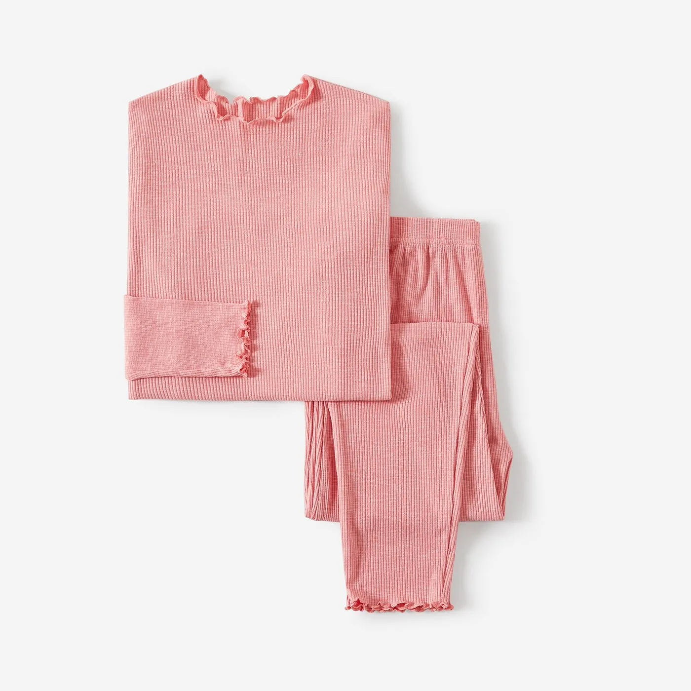 Family Matching Solid Color Flame Resistant Long Sleeve Pajamas