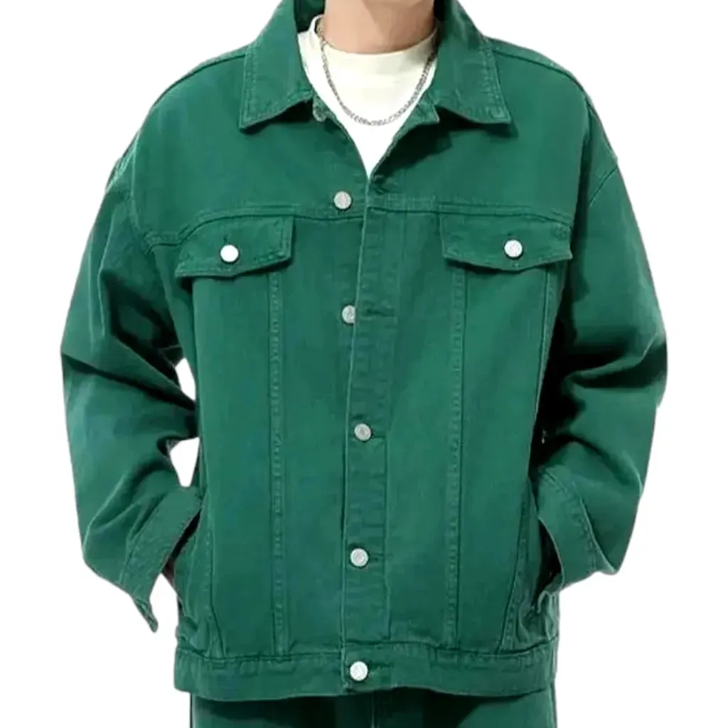 Fashionable color pattern denim jacket for men