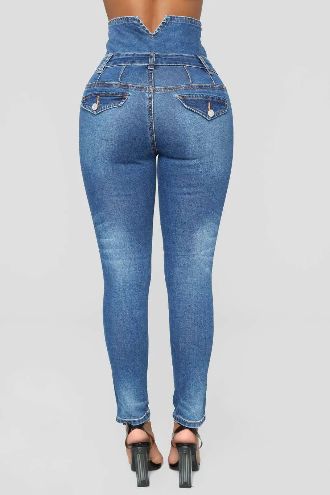 Fashionable High Waist Skinny Pencil Denim Pants - GlamzLife
