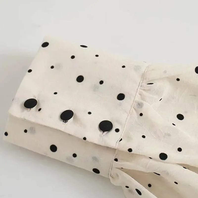 FashionSierra - Za Dress Woman Polka Dot Mini Dress Long sleeve V-neckline Zip fastening White Women's Dresses for Summer