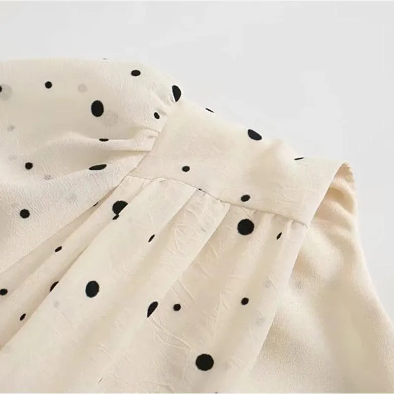 FashionSierra - Za Dress Woman Polka Dot Mini Dress Long sleeve V-neckline Zip fastening White Women's Dresses for Summer