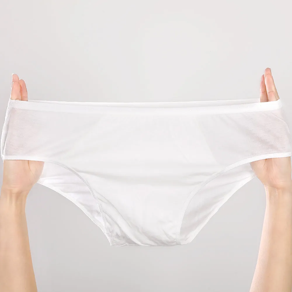 FaSoLa Women's Disposable Cotton Underwear - White XXL, Pack of 5