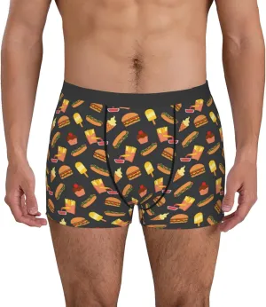 Fast Food Print Boxer Briefs For Men Breathable Underwear-