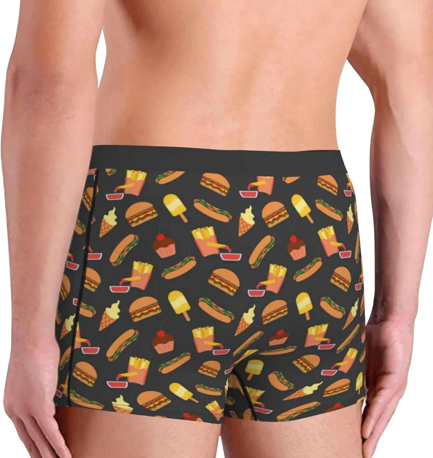 Fast Food Print Boxer Briefs For Men Breathable Underwear-