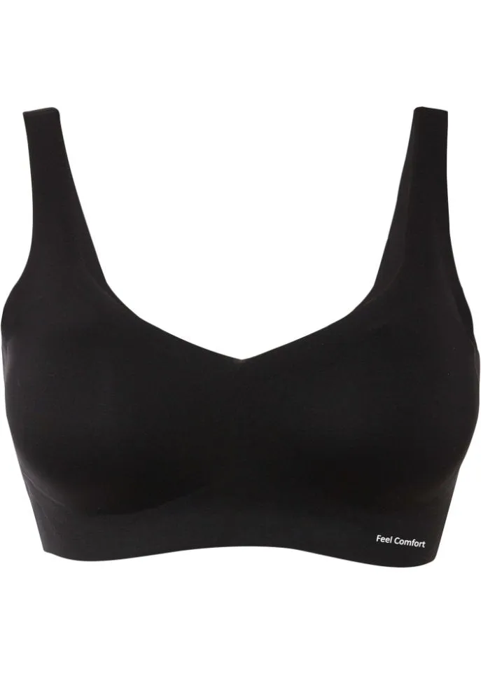 Feel comfort lasercut padded T-shirt bra Bpc Bonprix Collection, black