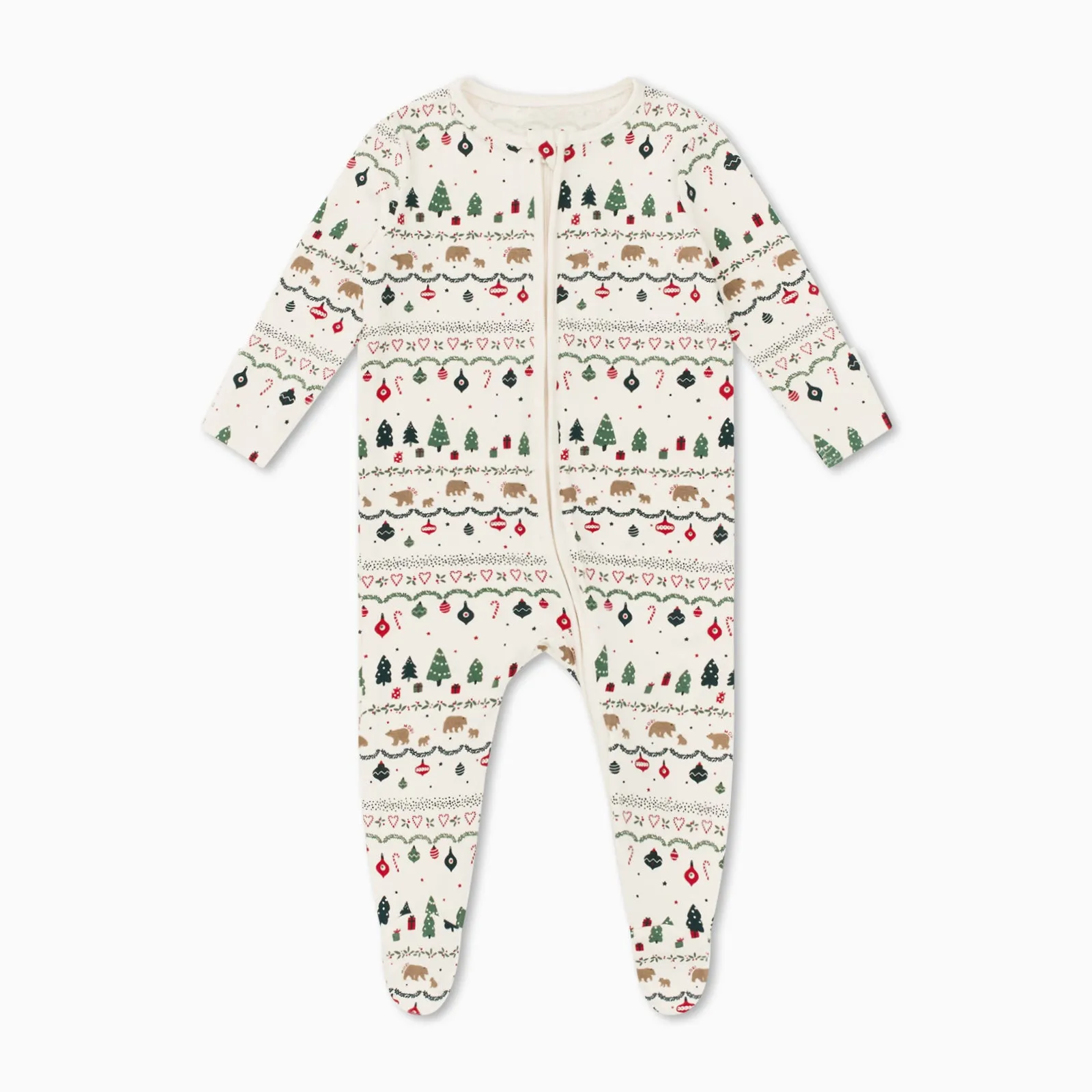Festive Fair Isle Clever Zip Baby Pajamas