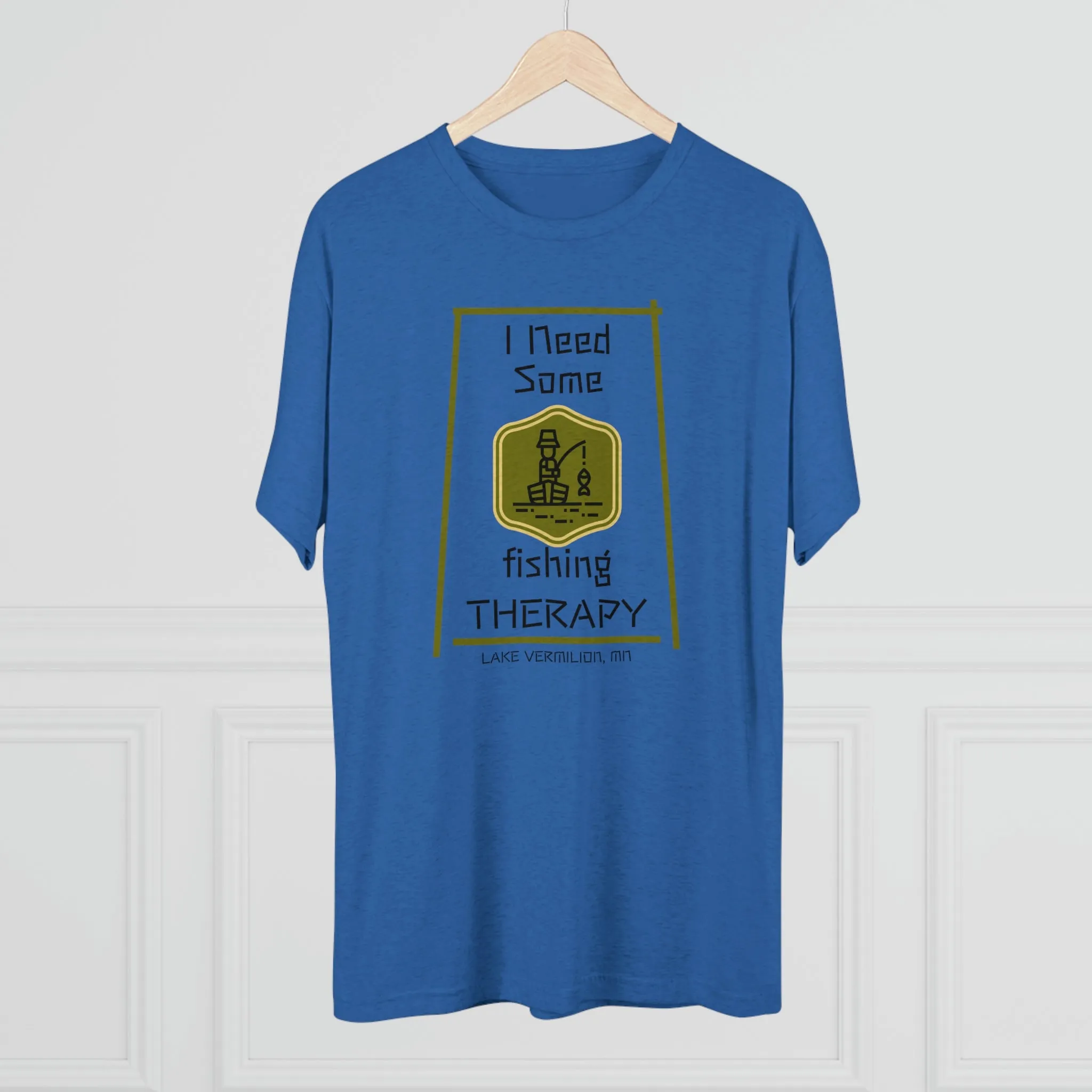 Fishing Therapy - Green Accents - Lake Vermilion - Unisex Tri-Blend Crew Tee