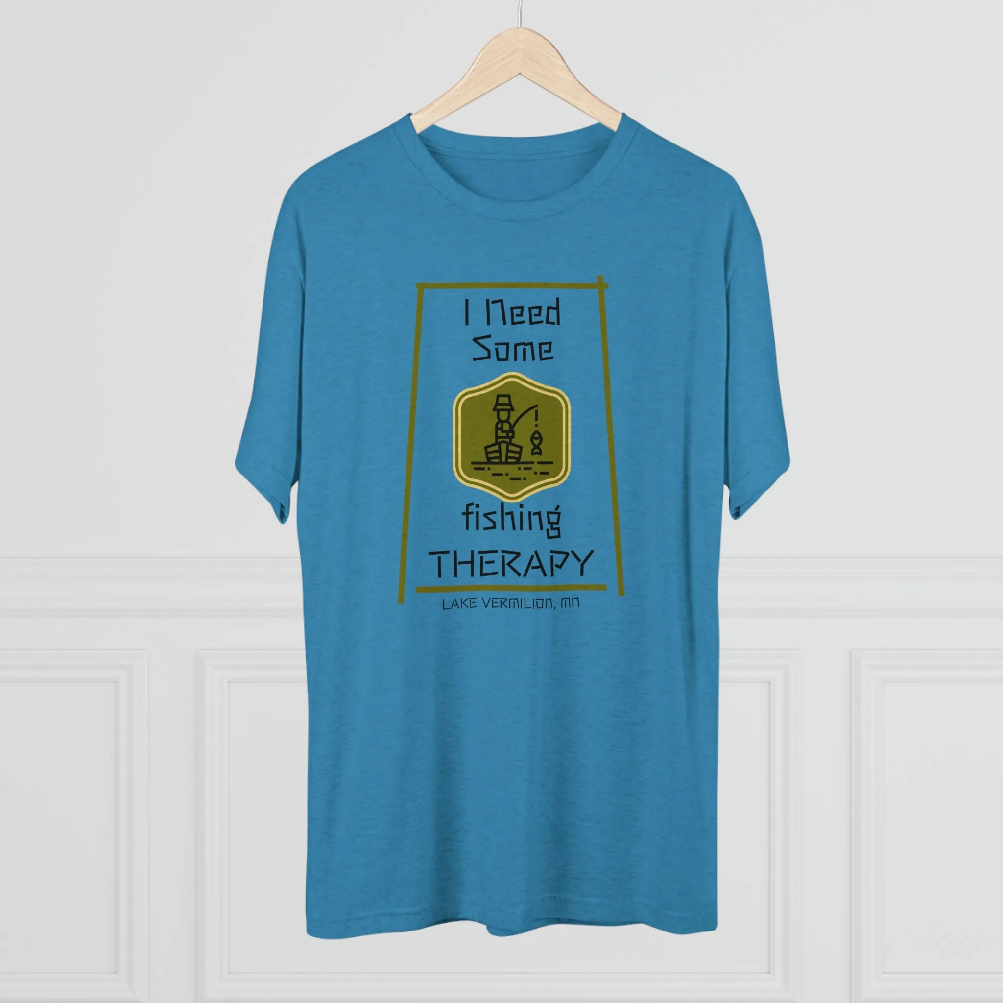 Fishing Therapy - Green Accents - Lake Vermilion - Unisex Tri-Blend Crew Tee