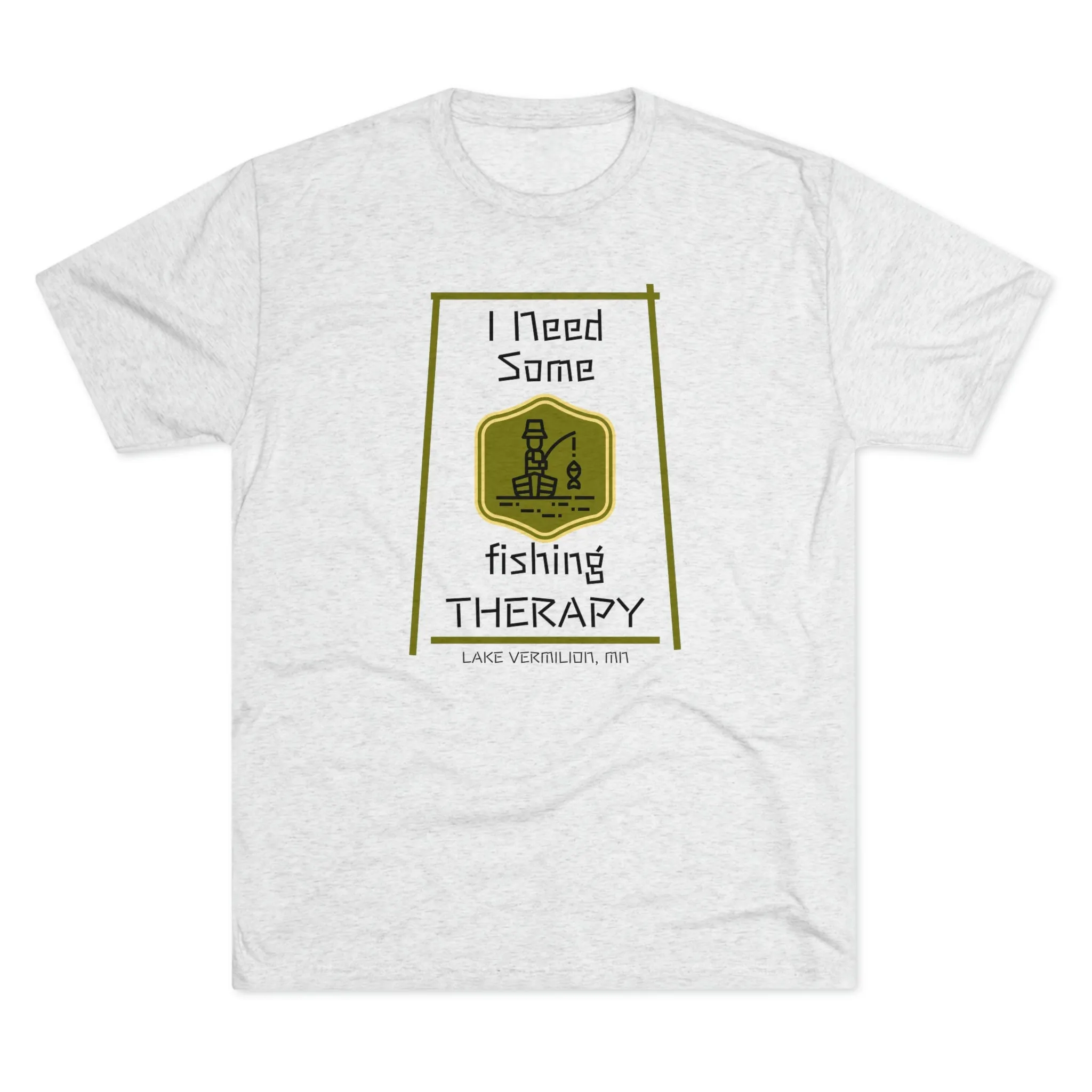 Fishing Therapy - Green Accents - Lake Vermilion - Unisex Tri-Blend Crew Tee