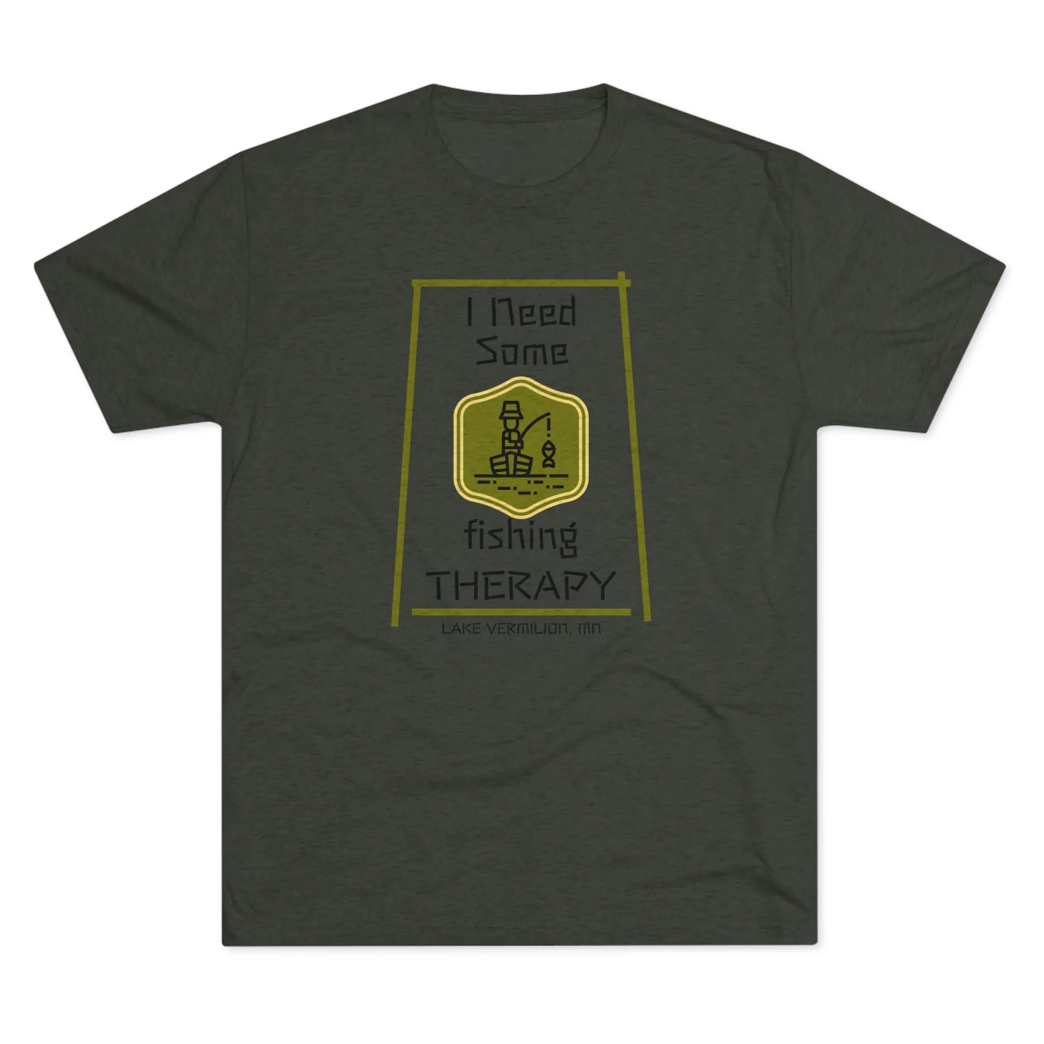 Fishing Therapy - Green Accents - Lake Vermilion - Unisex Tri-Blend Crew Tee