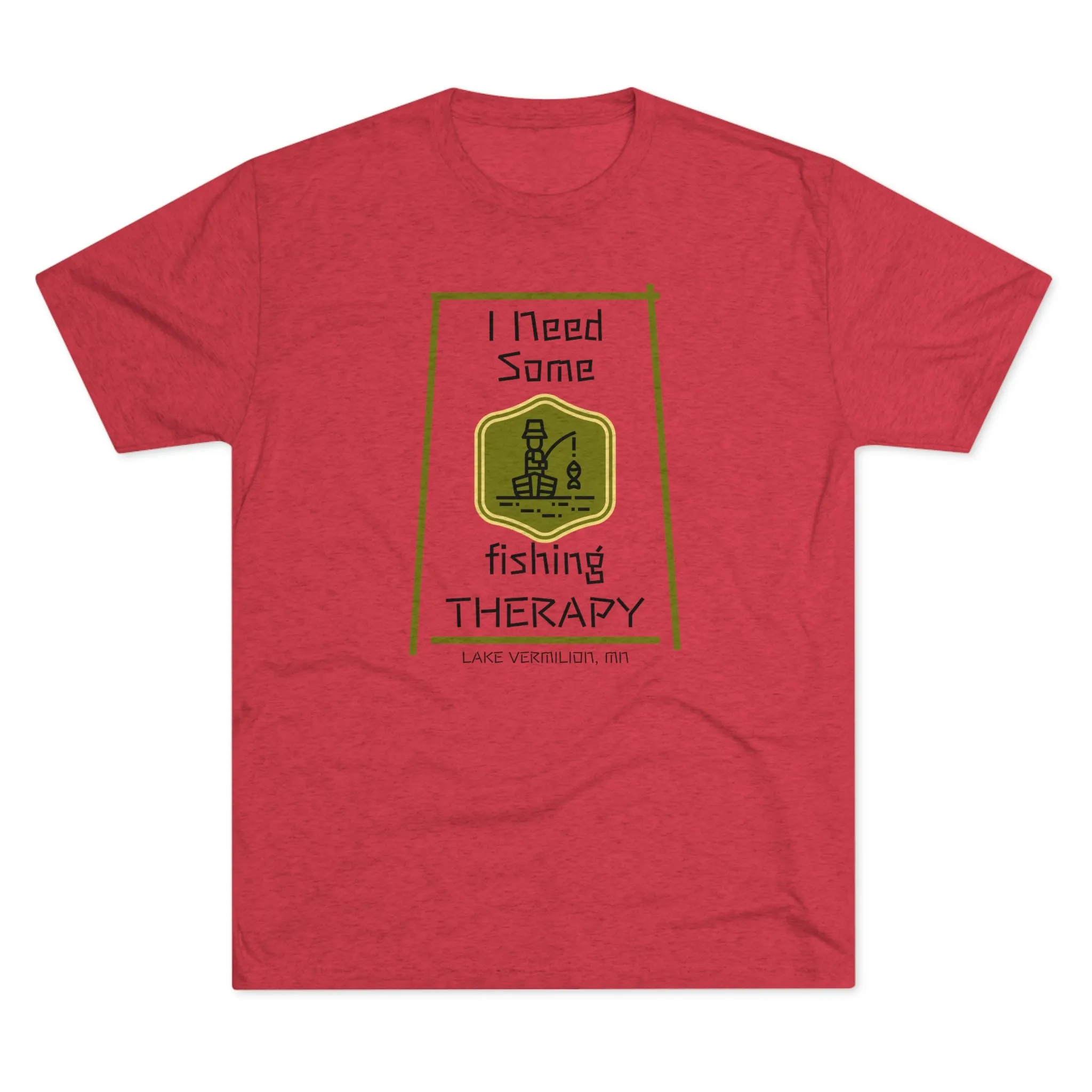 Fishing Therapy - Green Accents - Lake Vermilion - Unisex Tri-Blend Crew Tee