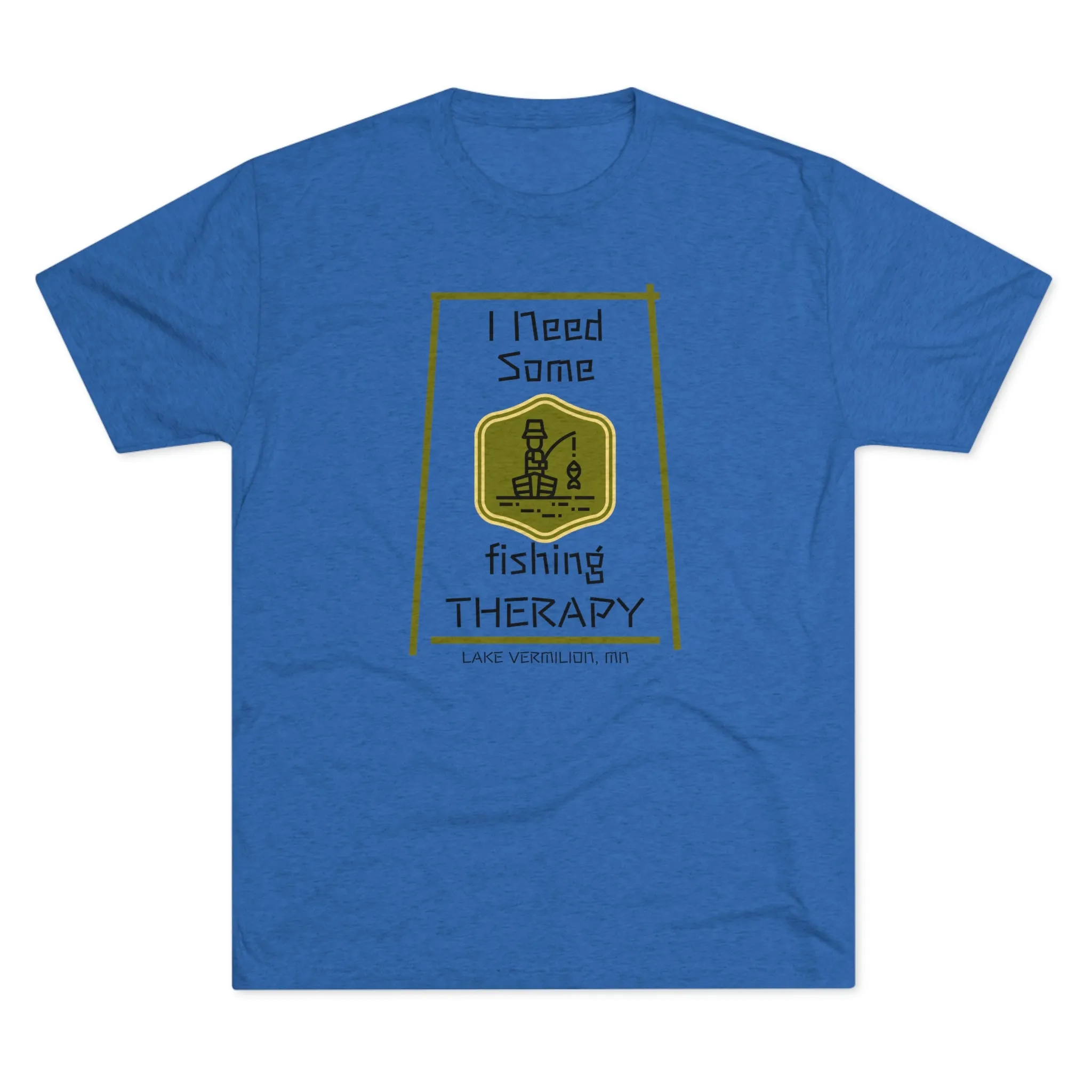 Fishing Therapy - Green Accents - Lake Vermilion - Unisex Tri-Blend Crew Tee