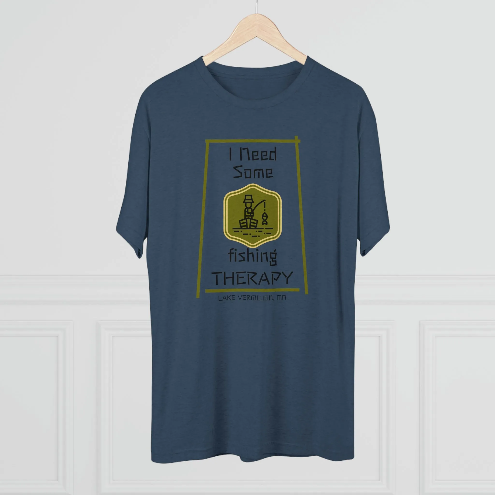 Fishing Therapy - Green Accents - Lake Vermilion - Unisex Tri-Blend Crew Tee