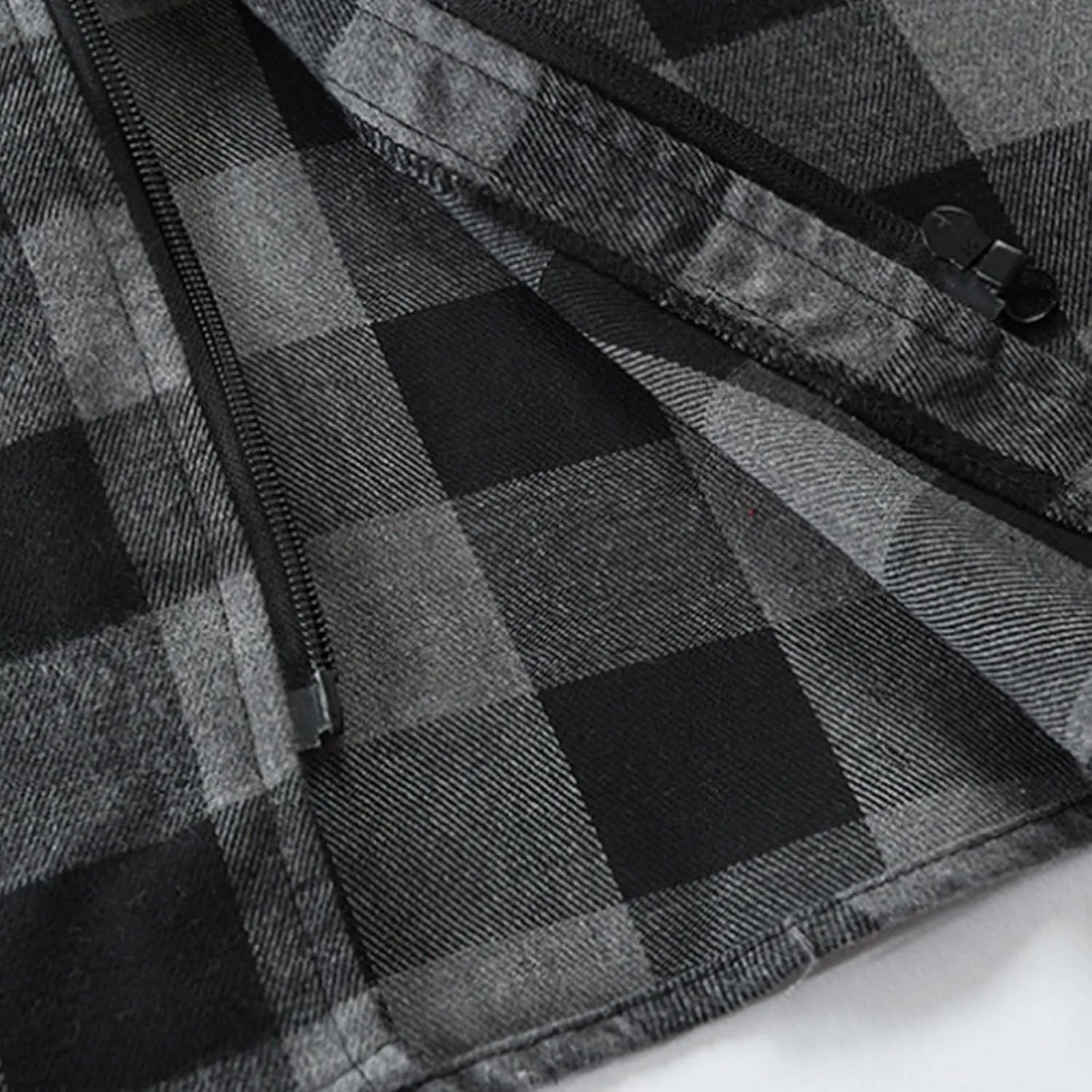Flannel Hoodies Jackets for Men Long Sleeve Slim Zip Up Plaid Shirt Jacket Fall Lightweight Hooded Coat with Pocket