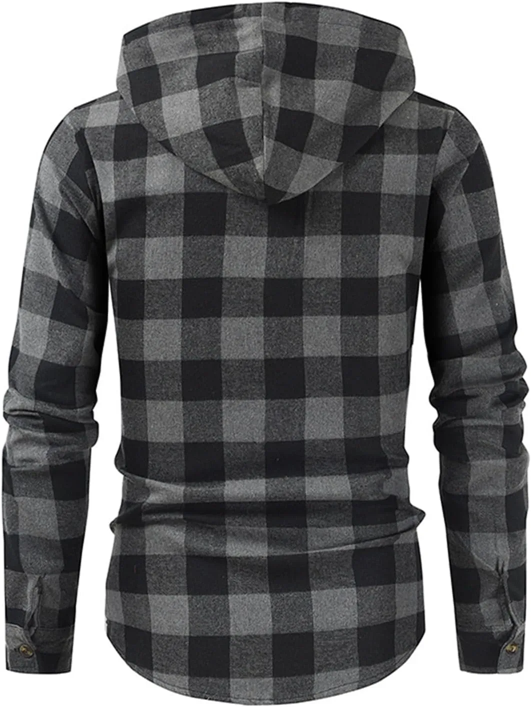 Flannel Hoodies Jackets for Men Long Sleeve Slim Zip Up Plaid Shirt Jacket Fall Lightweight Hooded Coat with Pocket
