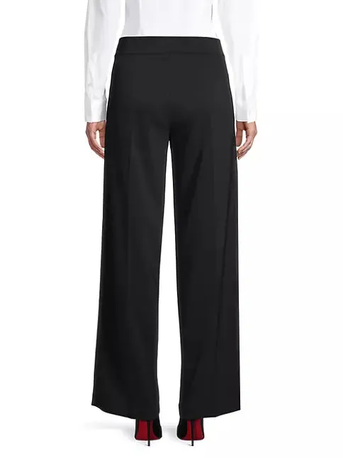 Flavia Crepe Wide-Leg Pants in Black