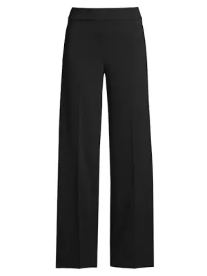 Flavia Crepe Wide-Leg Pants in Black