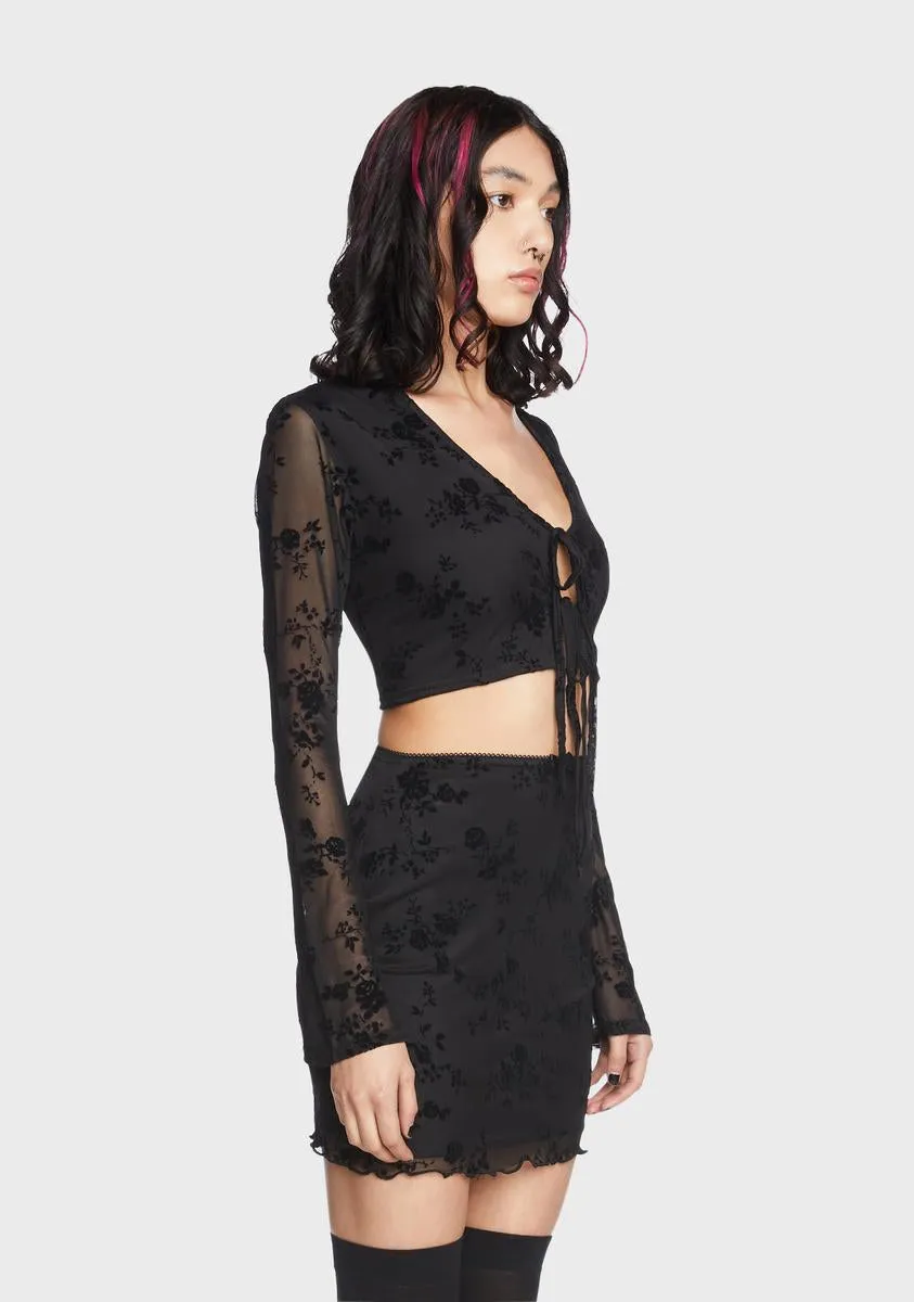 Flocked Mesh Tie Top
