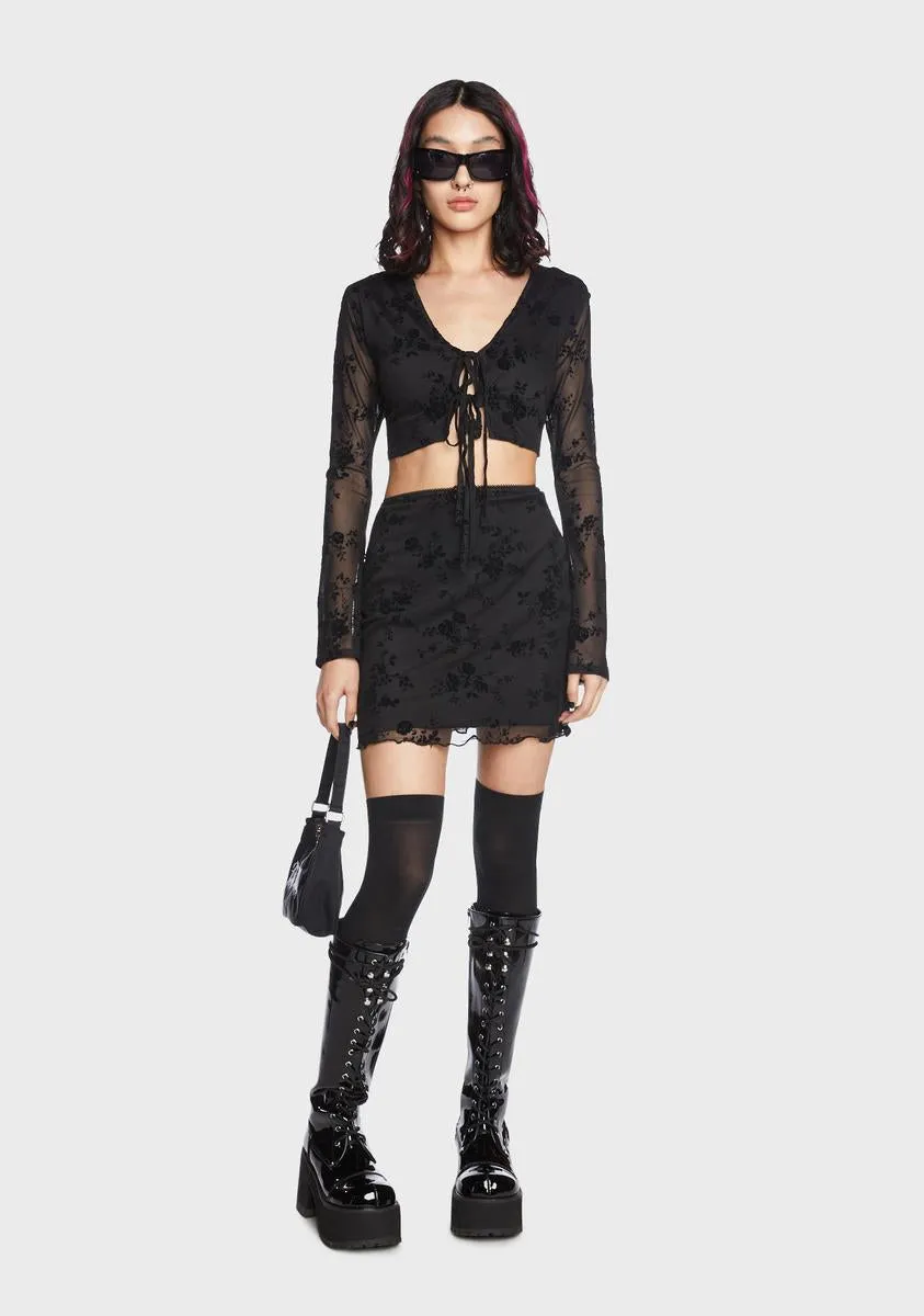 Flocked Mesh Tie Top